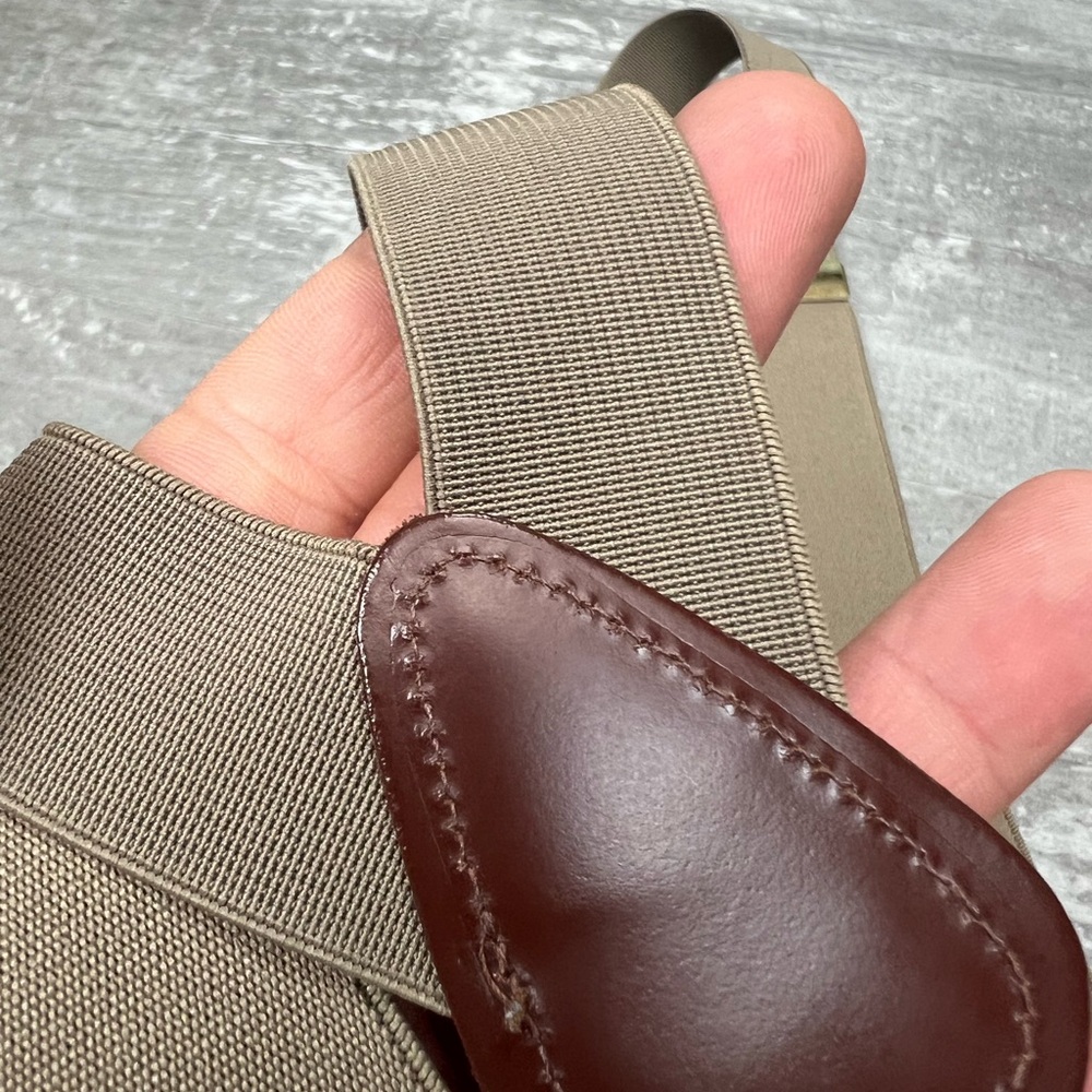 Solid Tan Full Elastic Braces Suspenders - image 3